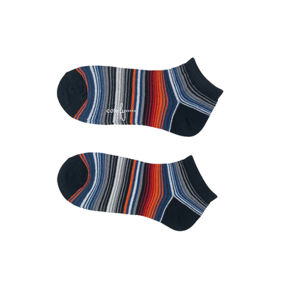Colourful Stripe Low Socks - Black