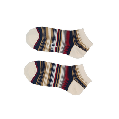 Colourful Stripe Low Socks - White