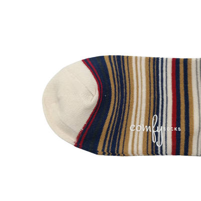 Colourful Stripe Low Socks - White
