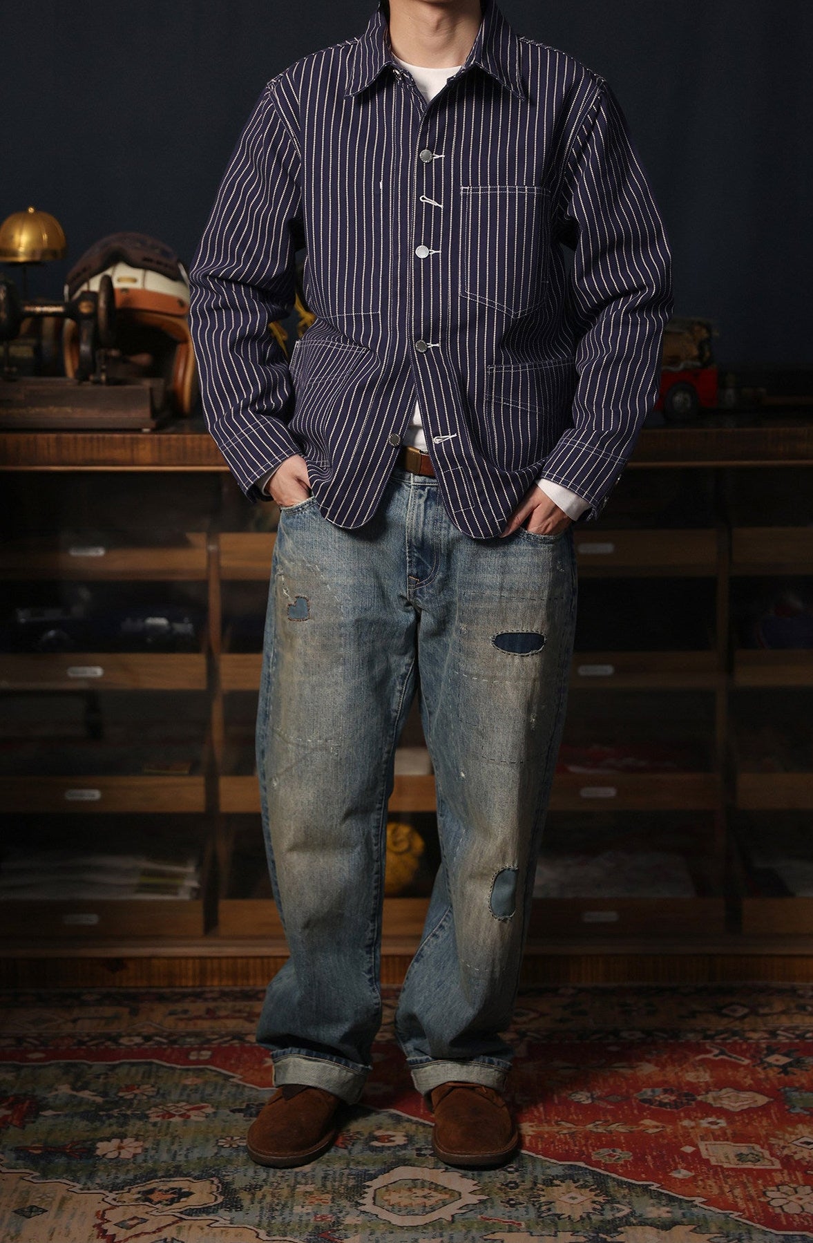 Lightweight Railroad Stripe Workwear Jacket