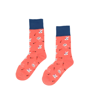 Bunny & Carrot Socks – Cute Easter Socks in Coral