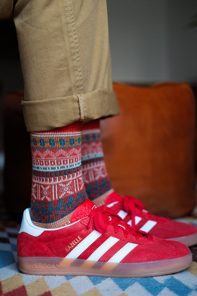 Malaita Red Socks with Adidas sneakers Comfysockss 