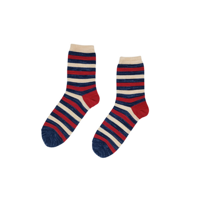 Rio Stripe Crew Socks – Navy