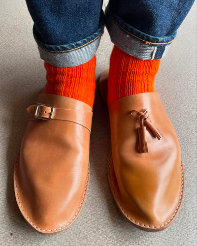 Alfred neon orange socks with sandals Comfysocks