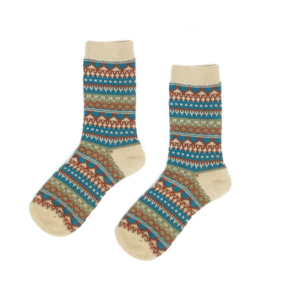  tribal pattern socks beige earth tone 