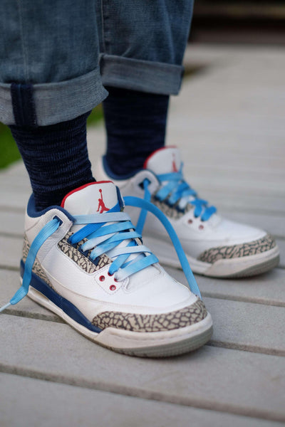 Navy color with grey toe and heel socks