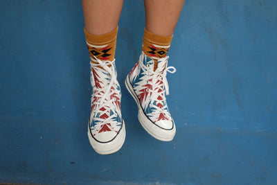 Indiana Mystery Sock - Mustard with converse chucks