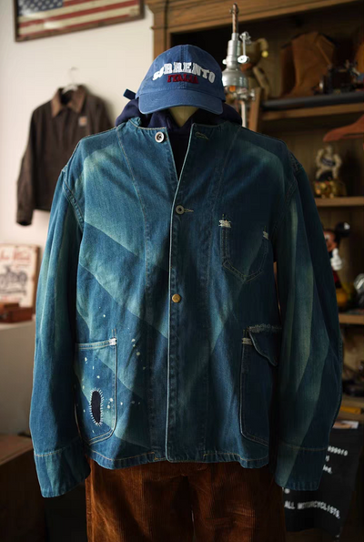 Distressed Engineer Tie-Dye Denim Jacket Comfysocks