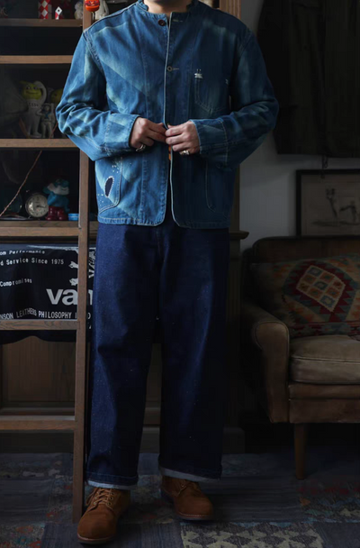 Distressed Engineer Tie-Dye Denim Jacket Comfysocks