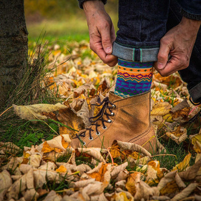 Dylan teal socks with brown boots Comfysocks