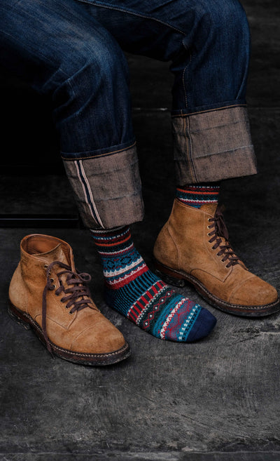 lago blue pattern tribal sock