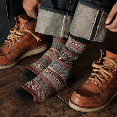 Fumi Black Socks with red wing boots Comfysocks