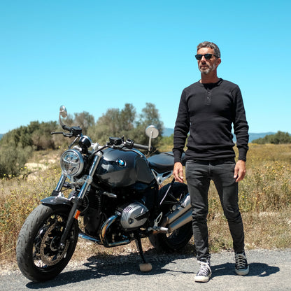 Henly Shirt in Black Color model wearing