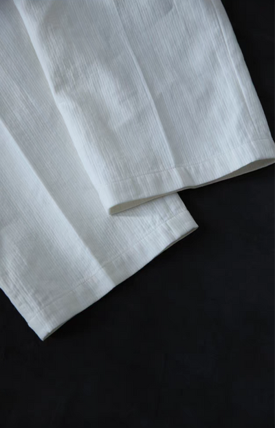 High-Waisted White Linen Cotton Double Pleated Pants Comfysocks