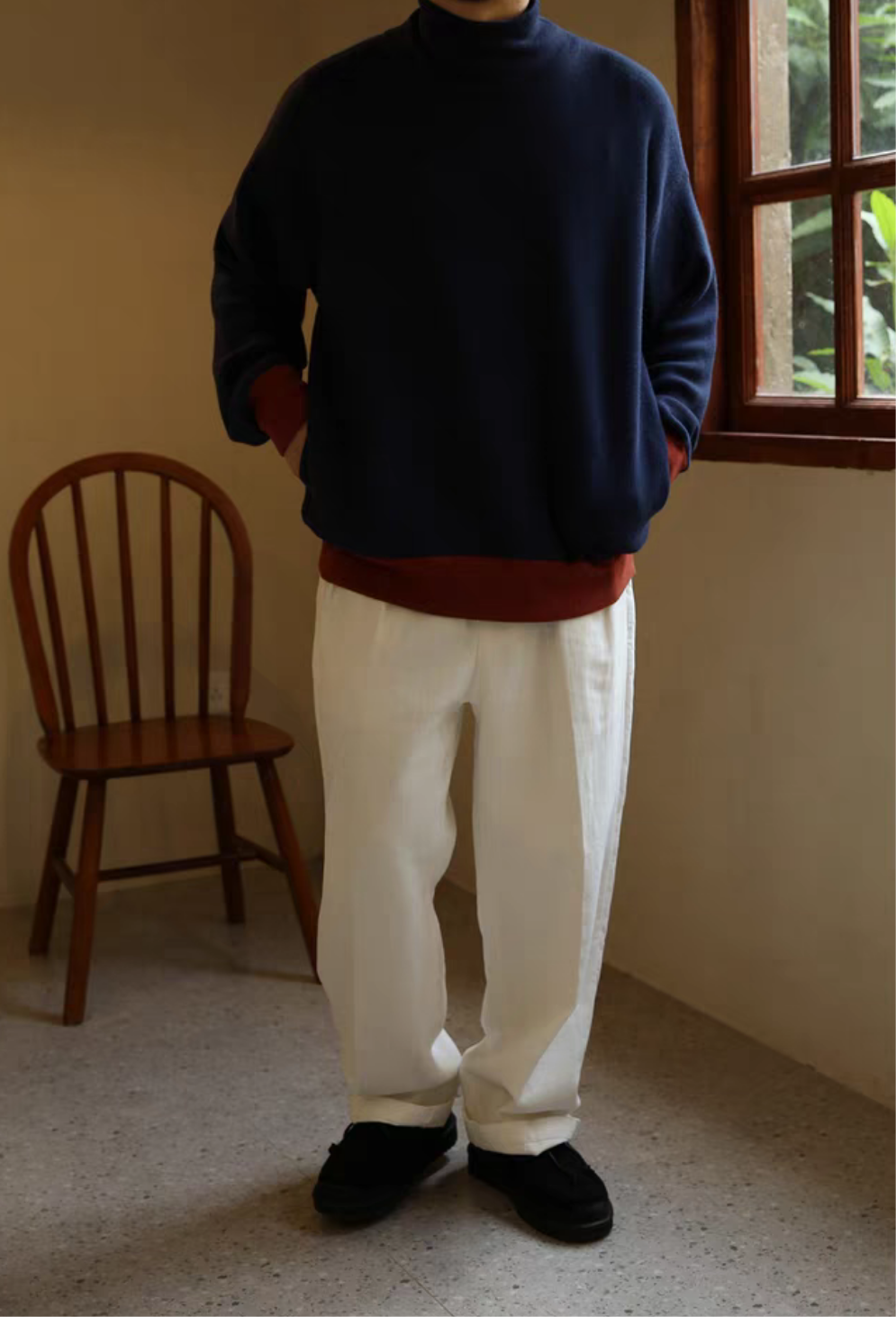 High-Waisted White Linen Cotton Double Pleated Pants Comfysocks