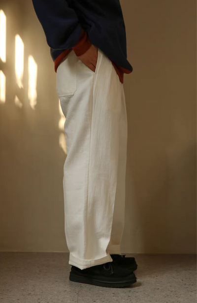High-Waisted White Linen Cotton Double Pleated Pants Comfysocks