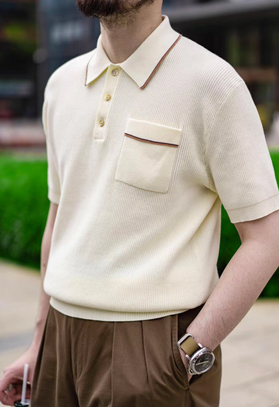 Norman - 40s Pocket Off White Knitted T Shirt Comfysocks