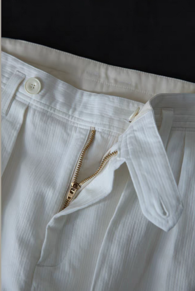 High-Waisted White Linen Cotton Double Pleated Pants Comfysocks