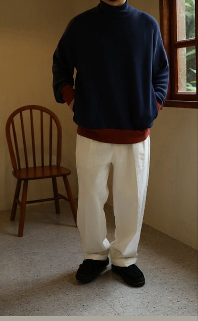 Two Tone Colour Oversize Mixed Cashmere Sweater Comfysocks