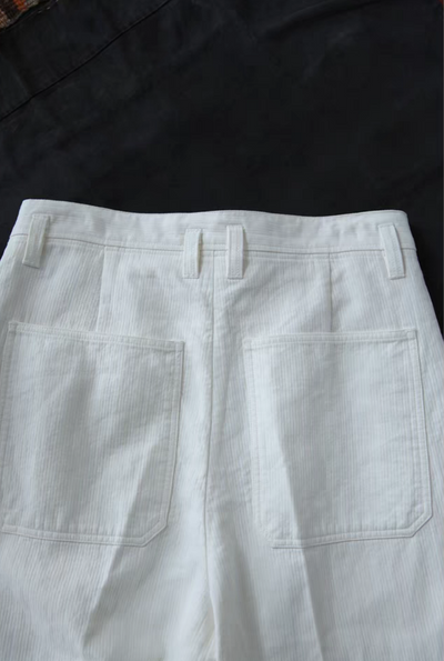 High-Waisted White Linen Cotton Double Pleated Pants Comfysocks