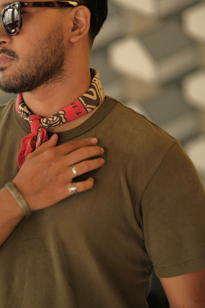 American Cotton Crewneck Tee – Olive Green / Forest Green