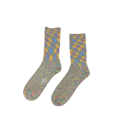 Ember Twist Socks - Yellow and Blue