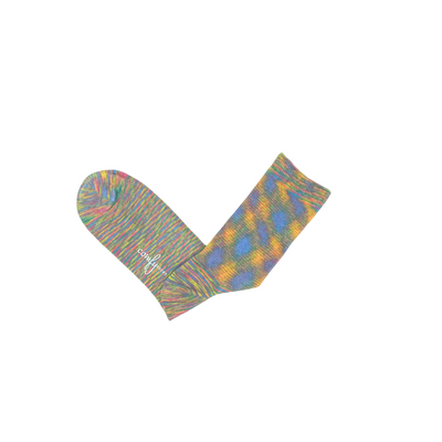 Ember Twist Socks - Yellow and Blue