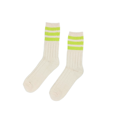 Three Striped Socks - Neon Green