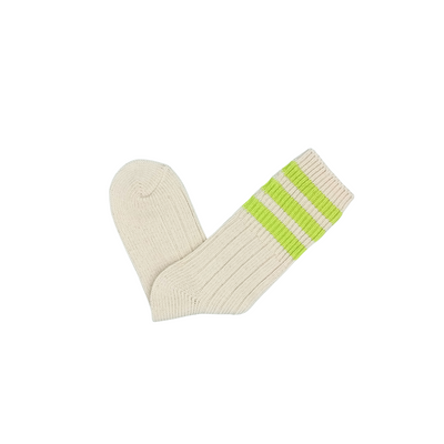 Three Striped Socks - Neon Green