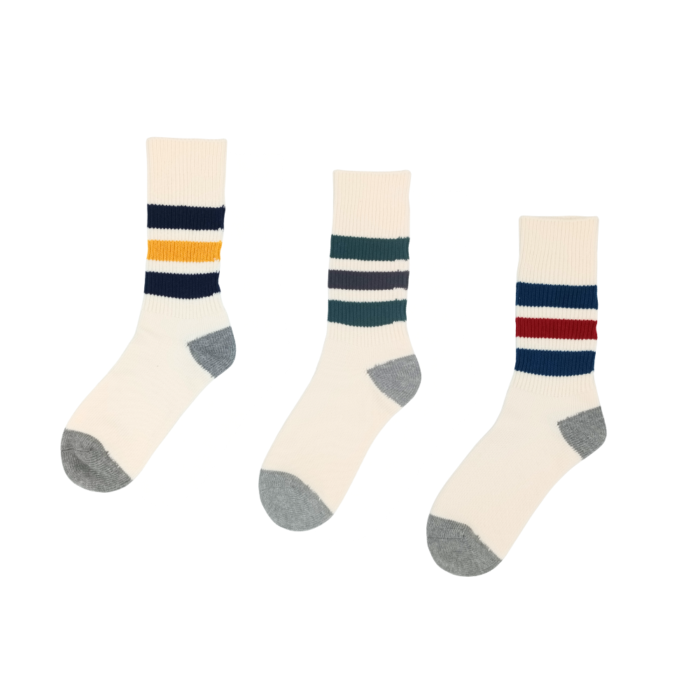 Riki Combo – 3 Color Retro Stripe Socks