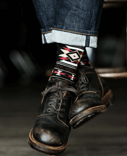 indiana tribal pattern black crew socks Comfysocks