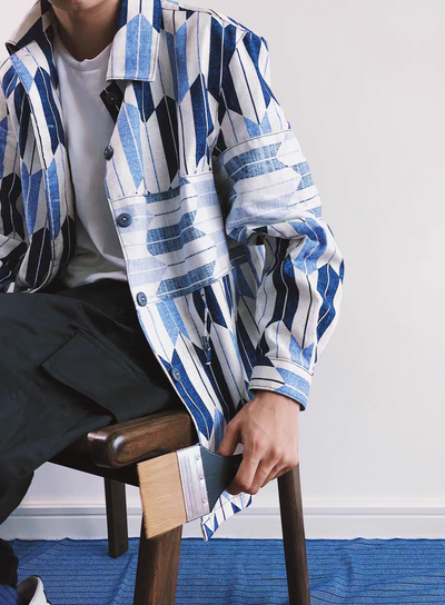 Indigo Arrow Pattern Shirt Japanese design - Comfysocks