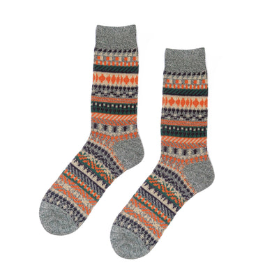 Kizune Sock - Grey Tribal pattern daily socks - Comfysocks