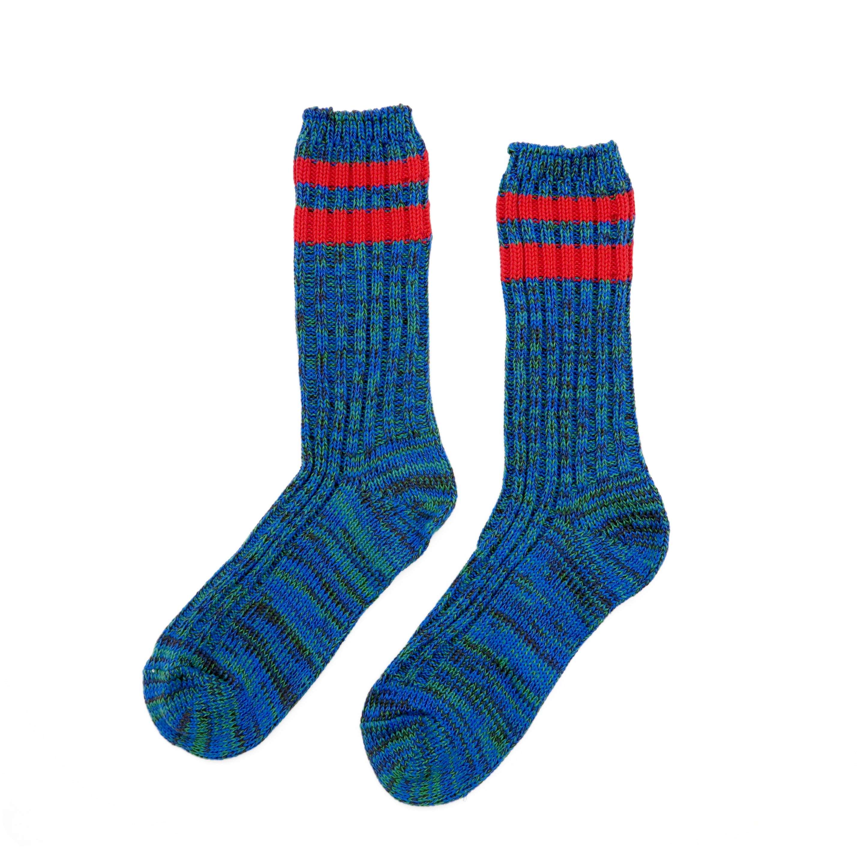 thick teal color knitted sock