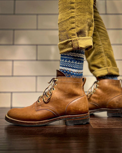 khaki boots with kuki blue socks Comfysocks