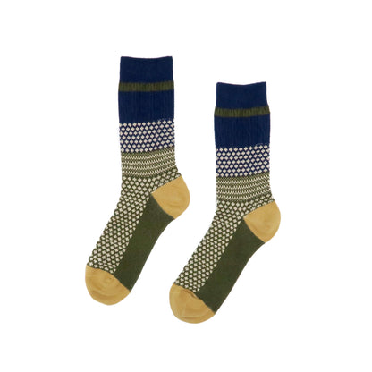 navy and green funky women sock