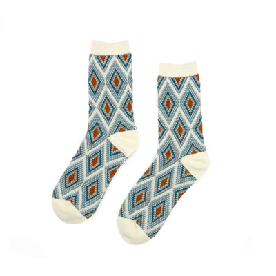 white mosaic socks