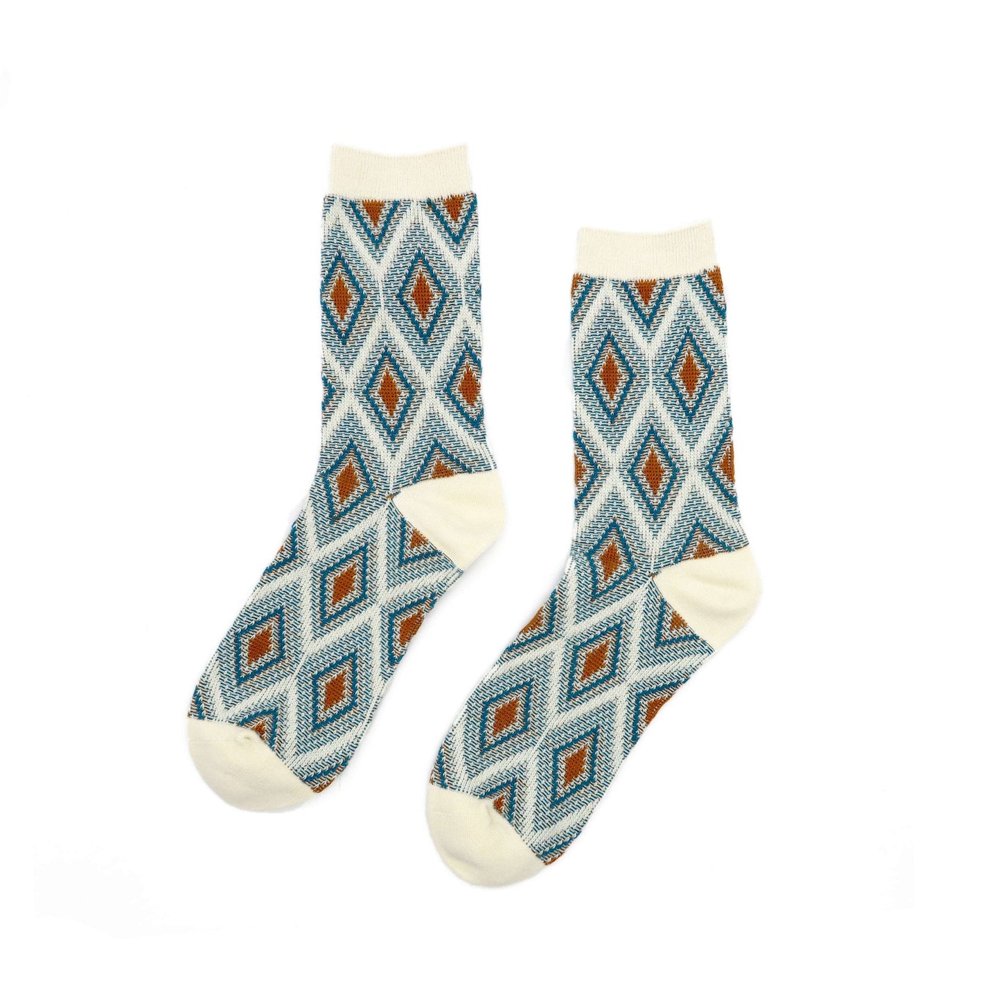 white mosaic pattern socks