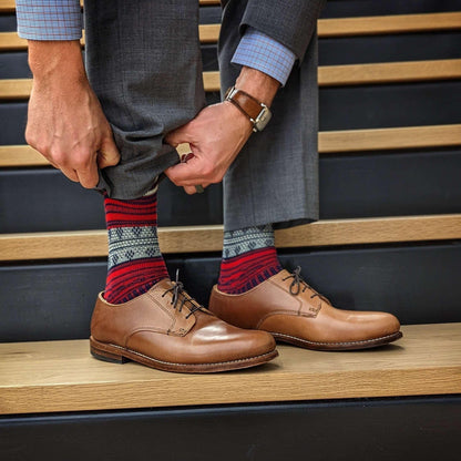 jolly red socks with brown shoes