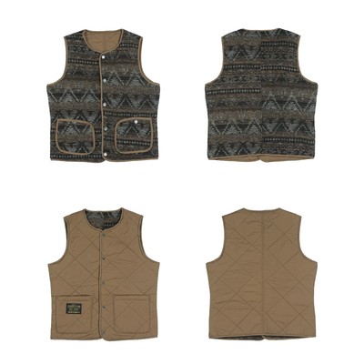 Vintage Reversible Quilted Vest – Tribal Knit Outerwear