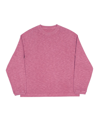 Vintage Washed Crewneck in rose pink on white background”