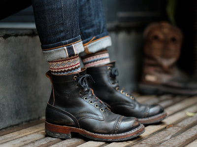 Yuki Beige Socks with black white boots Comfysocks