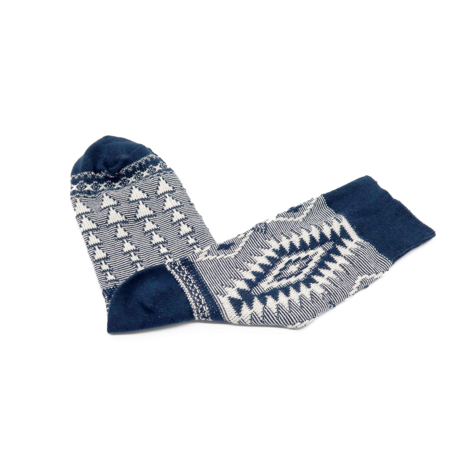 Africa Tribal pattern sock - navy color - front