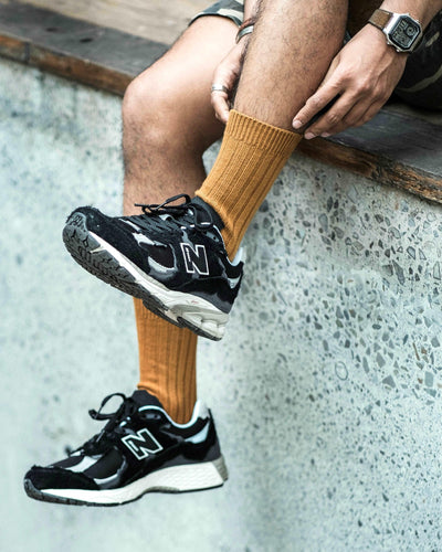 New Balance with Alfred knitted socks Mustard Comfysocks