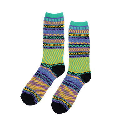 aoi tribal pattern green sock - Comfysocks