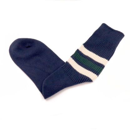 old school green and white striped navy socks