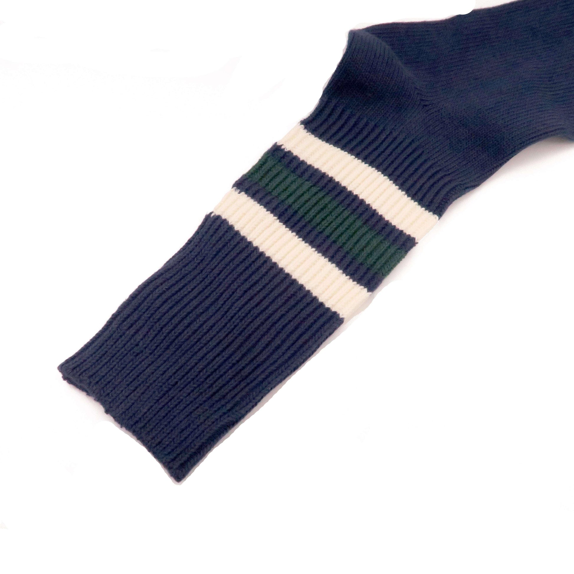 old school green and white striped navy socks