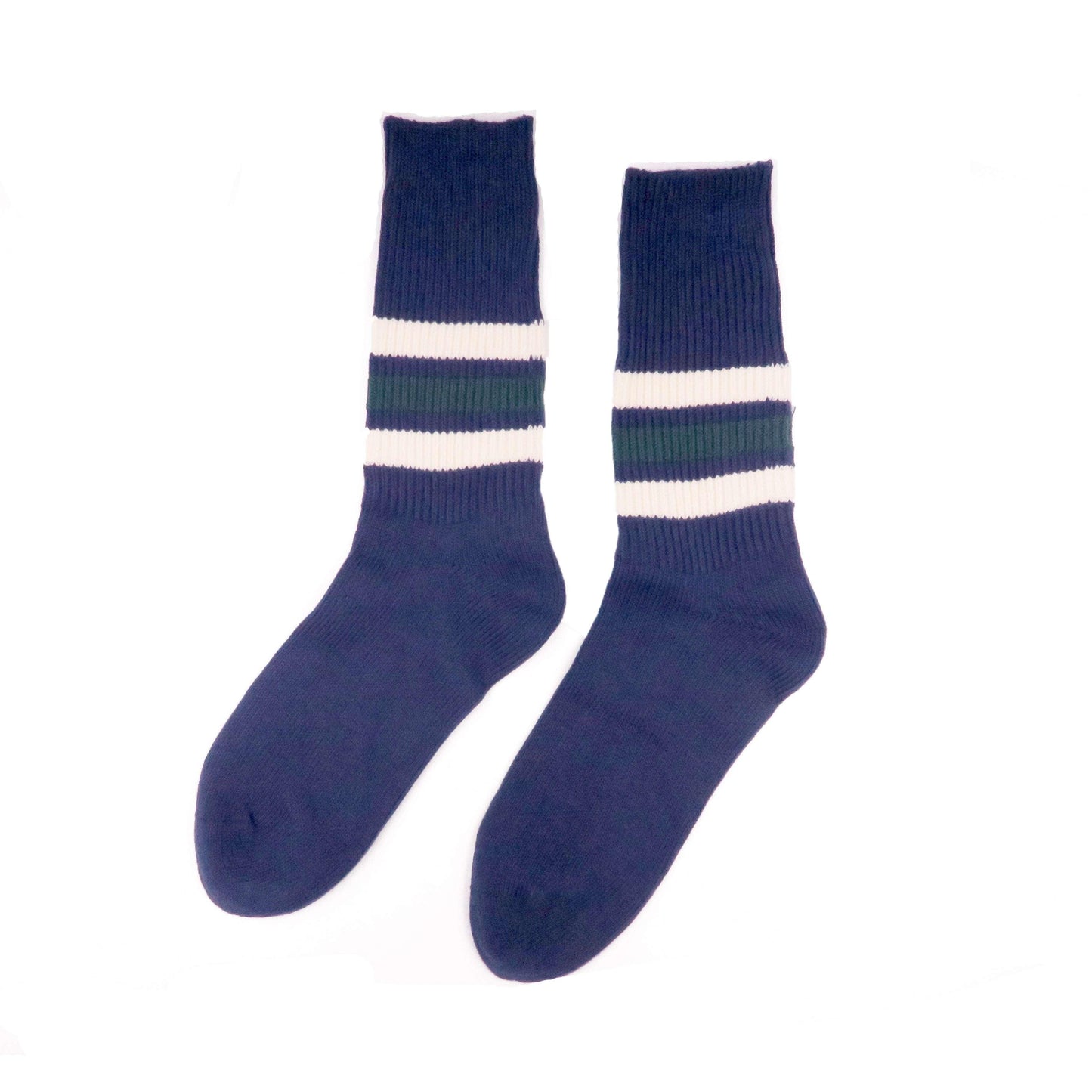 old school green and white striped navy socks