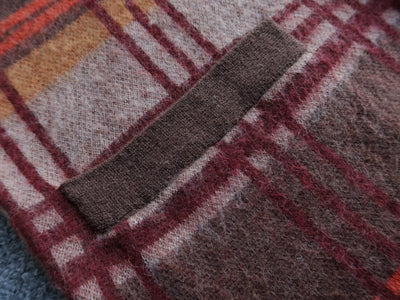 BEAMS PLUS Shaggy Jacquard Check Cardigan – Premium Wool Soft Knit