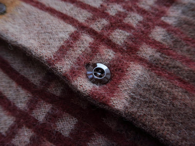 BEAMS PLUS Shaggy Jacquard Check Cardigan – Premium Wool Soft Knit